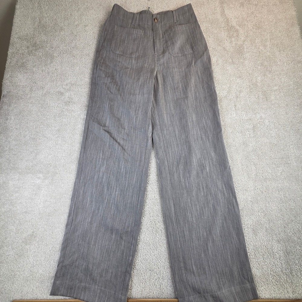Halara Gray Wide Leg High Waisted Textured Trousers Pants Size M Tall NEW